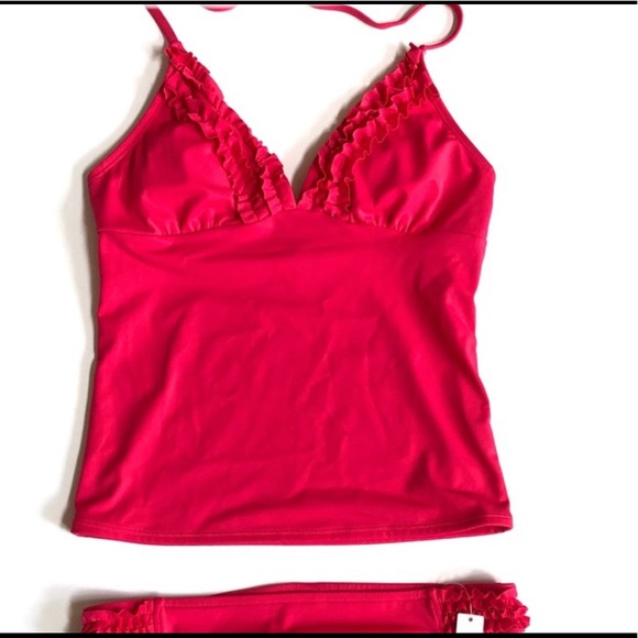 🦋4 for $20, or as marked. EUC- Gap Body Ruffle Front Tankini Top - Picture 1 of 6